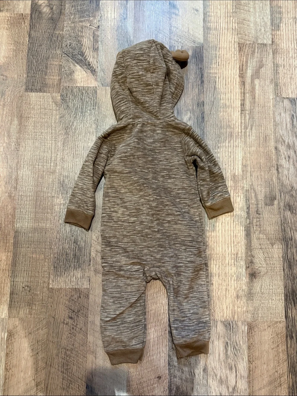 Kids Cozy Brown Reindeer One-Piece with Hood - Size 12 Months